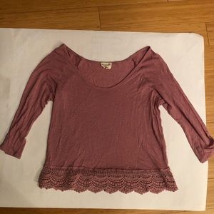 LA Hearts dusty pink long sleeve top